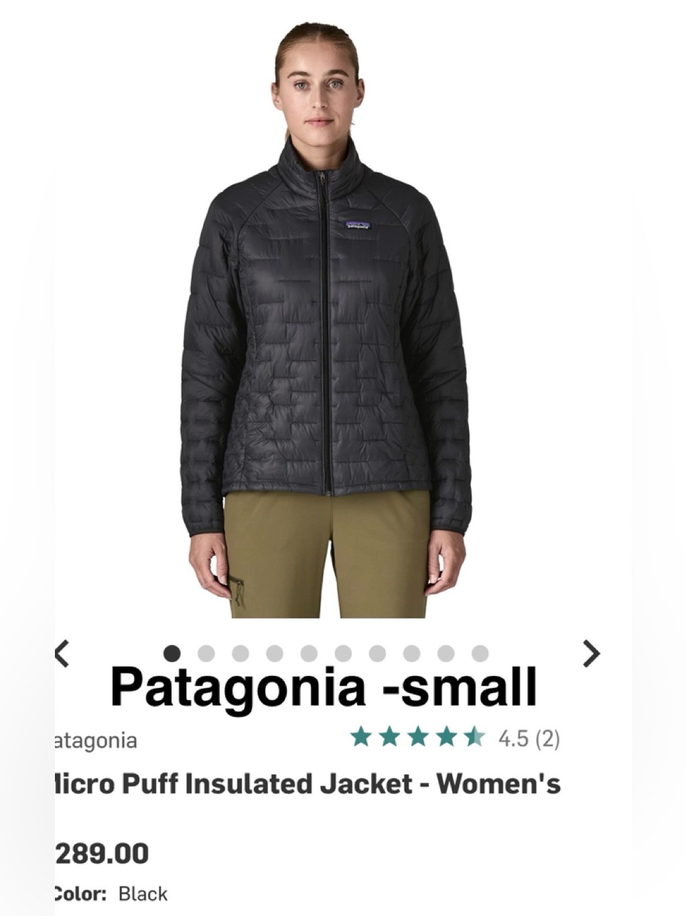 Patagonia Women's Micro Puff Jacket - Black new with tags - small